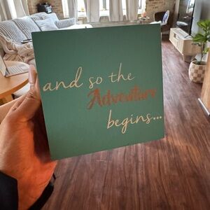 Hobby Lobby Teal and Gold "and so the Adventure begins" Wall Sign